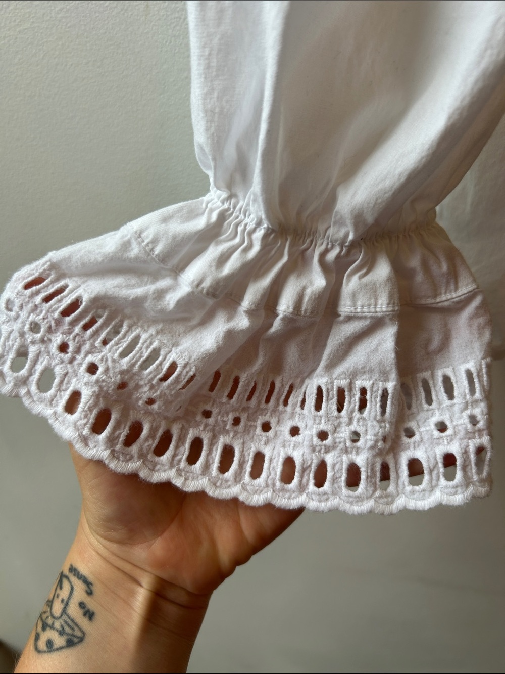 ZARA White Cotton Lace-Trim Peasant Blouse - Picture 4 of 9